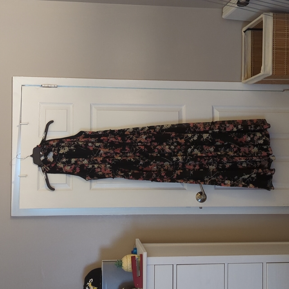 Long black floral dress